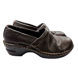 Leather Clogs Slip On‎ Shoes Brown Comfort Casual Womens Shoes #336
